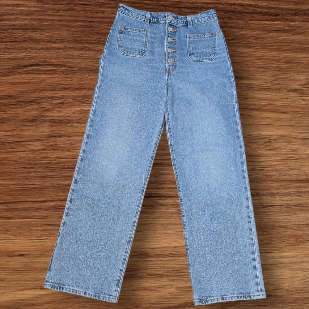 Levi's High Rise Straigh Ankle Button Fly Blue Women's Denim Jeans
